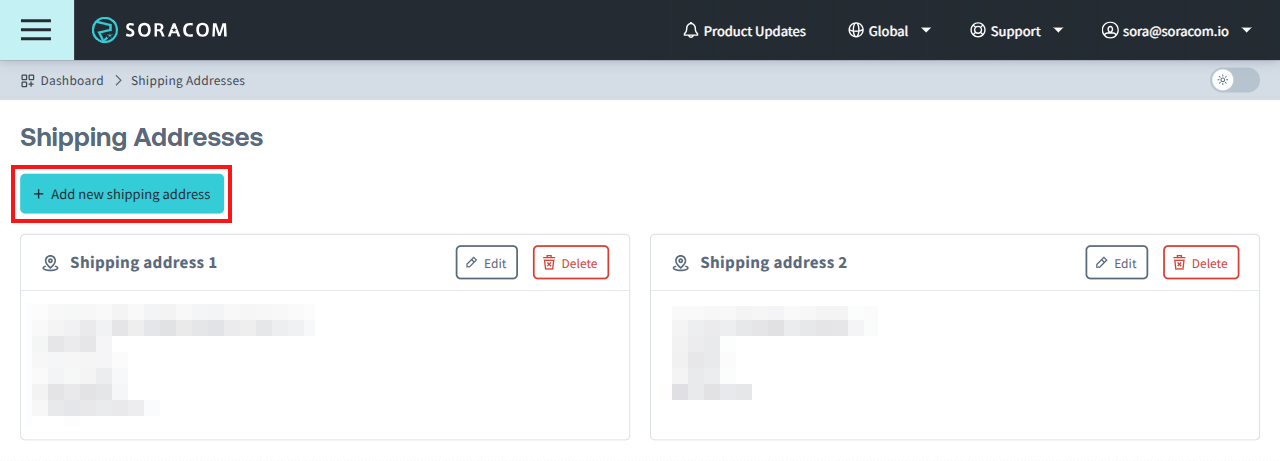 Screenshot illustrating steps to add a new shipping address
