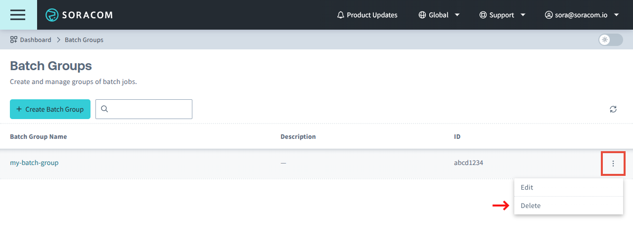 Delete a batch group