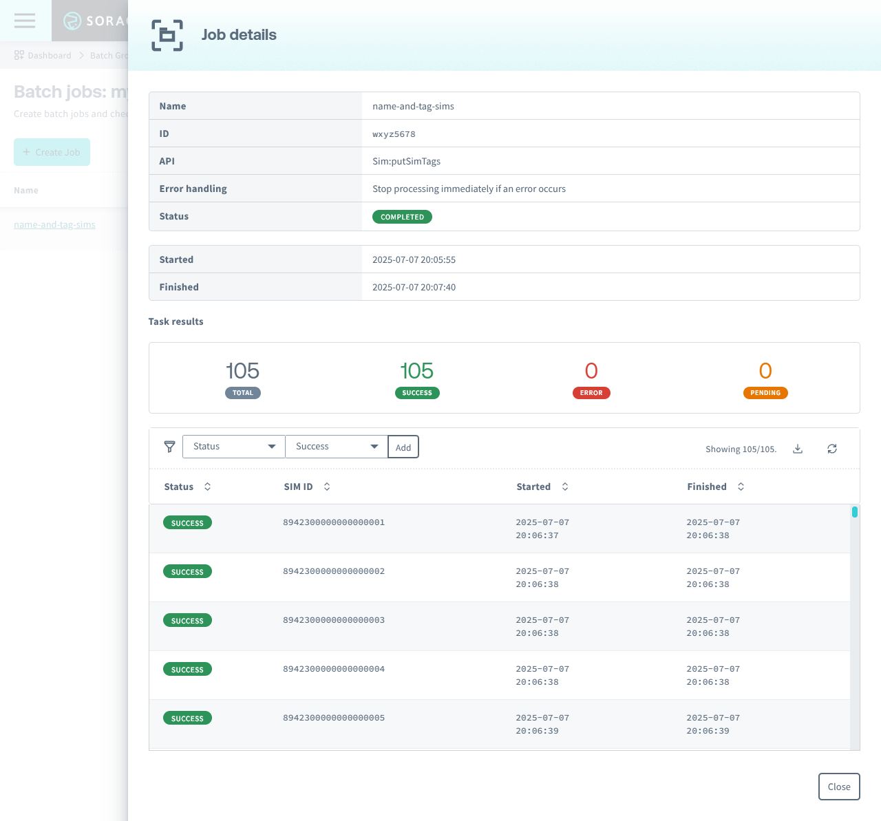 Batch job details
