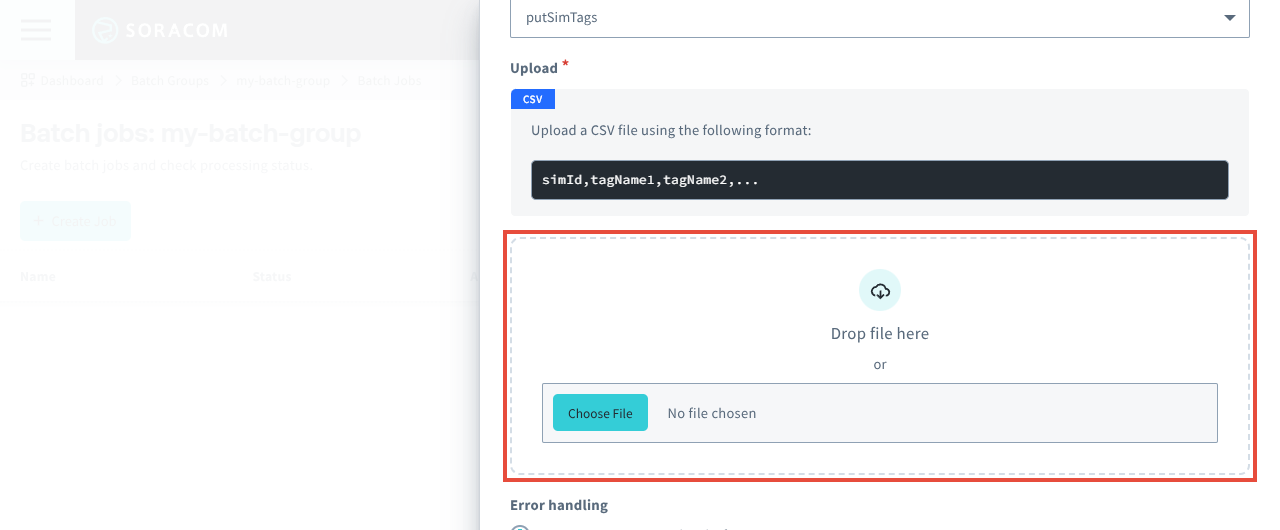 Upload a CSV file