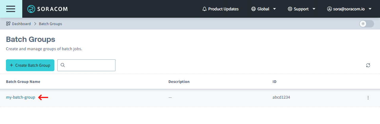 Select a batch group