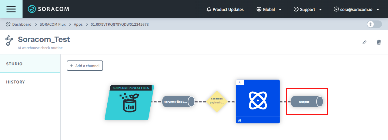 select Output channel