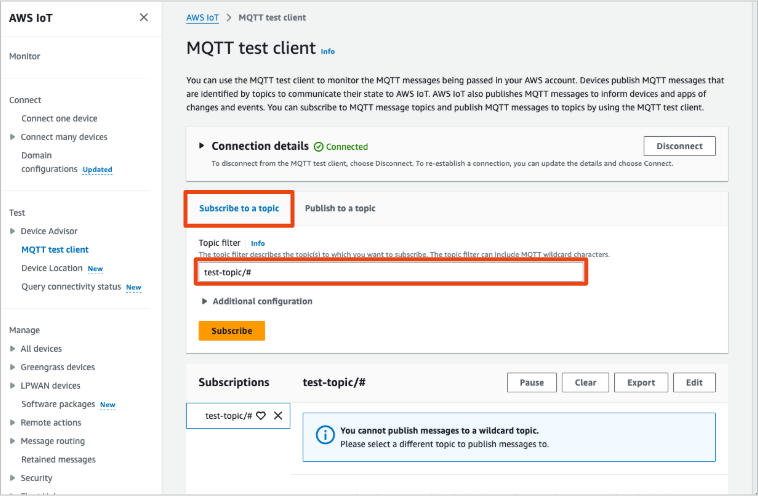 AWS MQTT Test Client