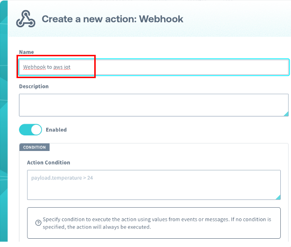 Webhook Action Settings