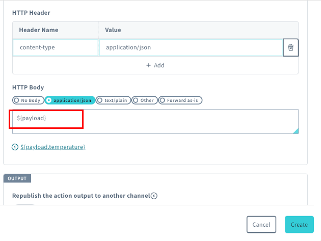 Webhook Action Settings