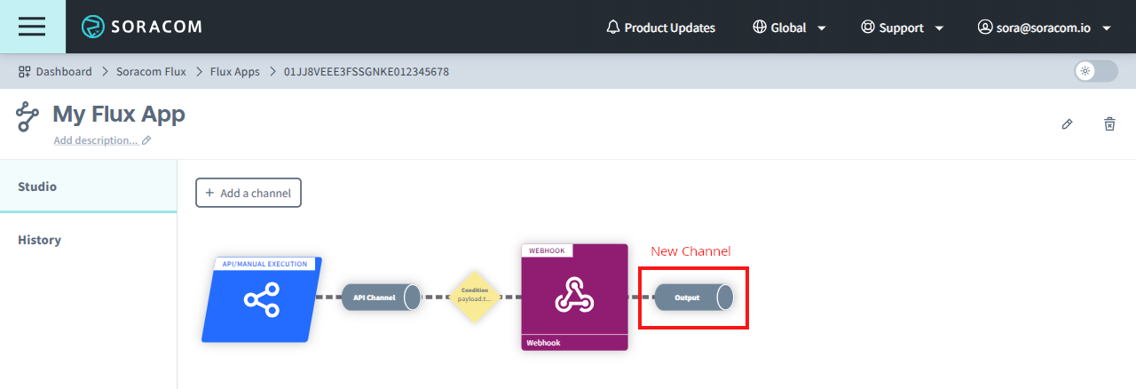 Flux App showing an additional output channel.