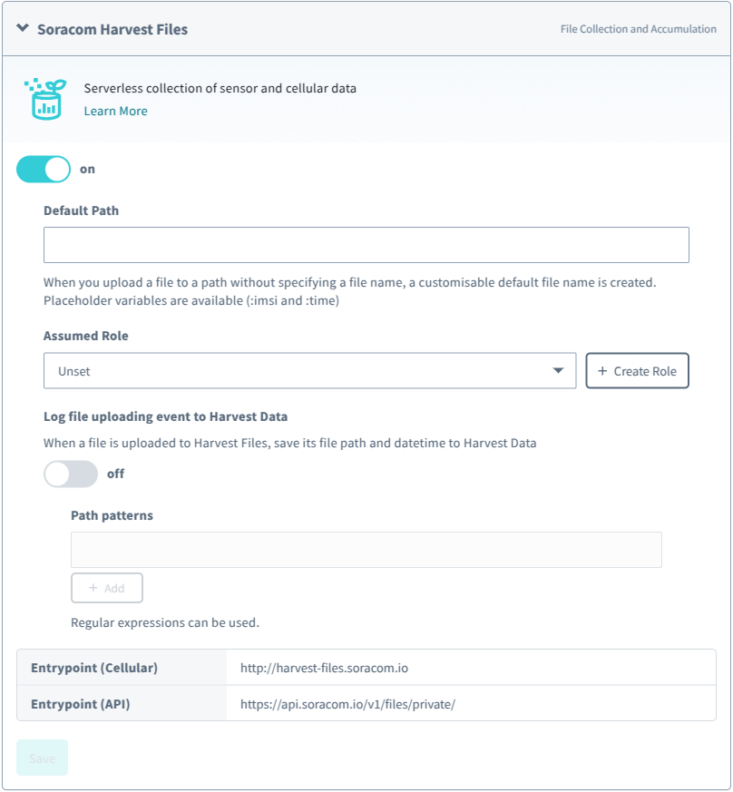 Harvest Files Options