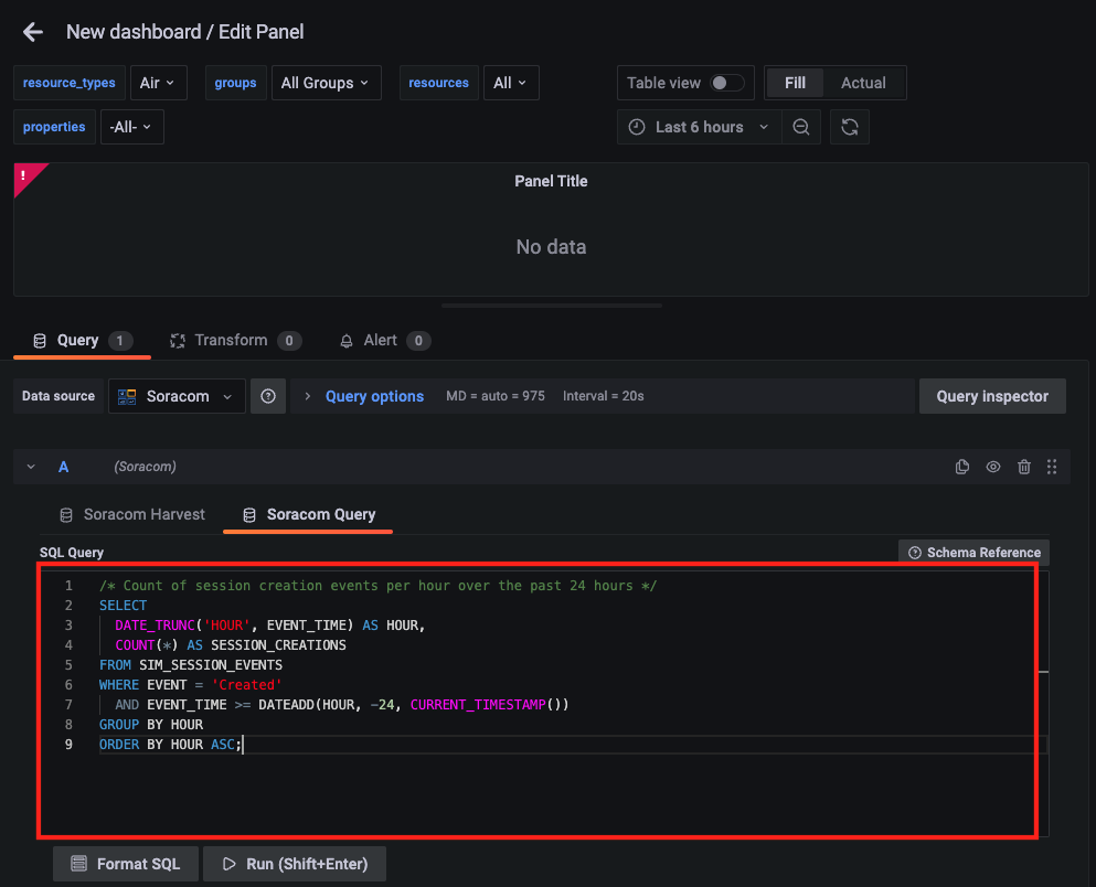 SQL query input field with session data query