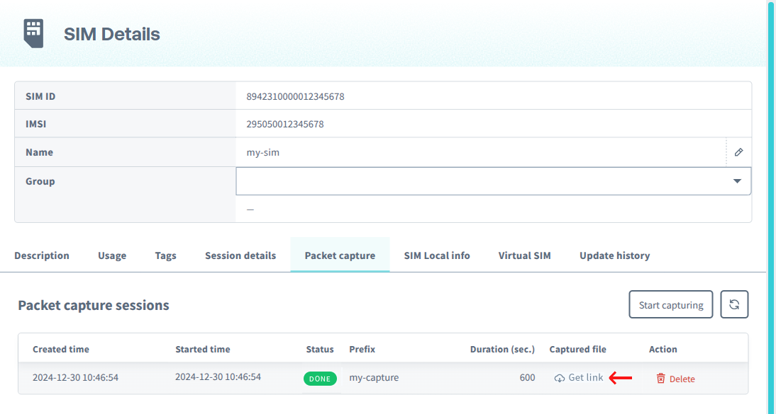 Download packet capture file