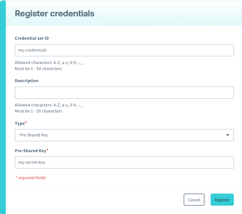 Register Credentials