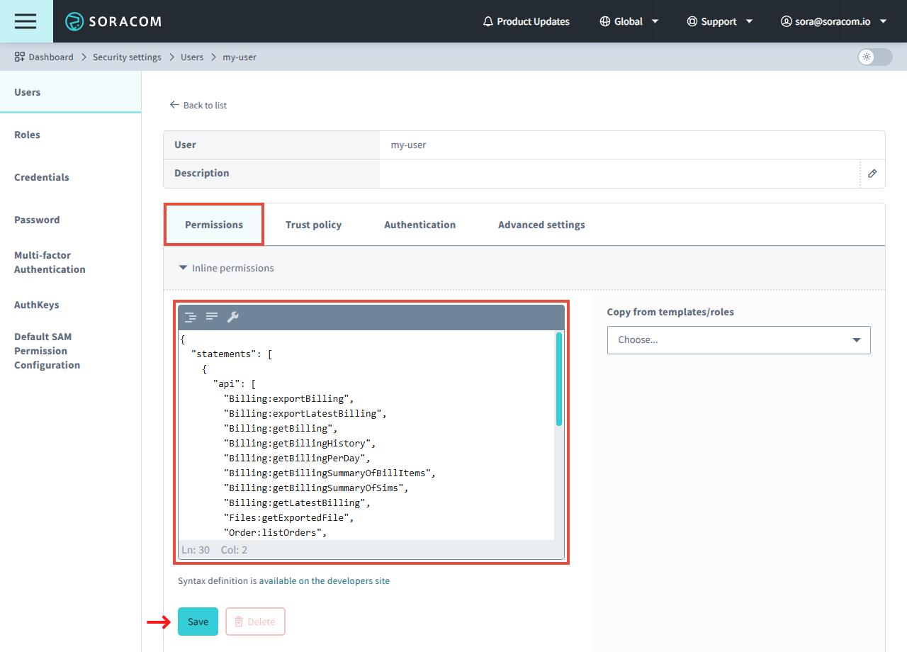 Edit User Permissions