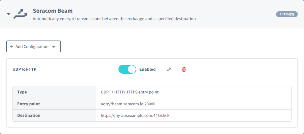 Soracom Beam settings