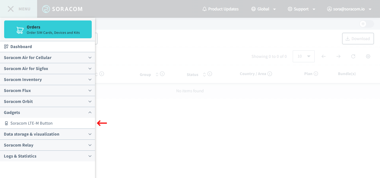 Navigate to the Gadgets screen