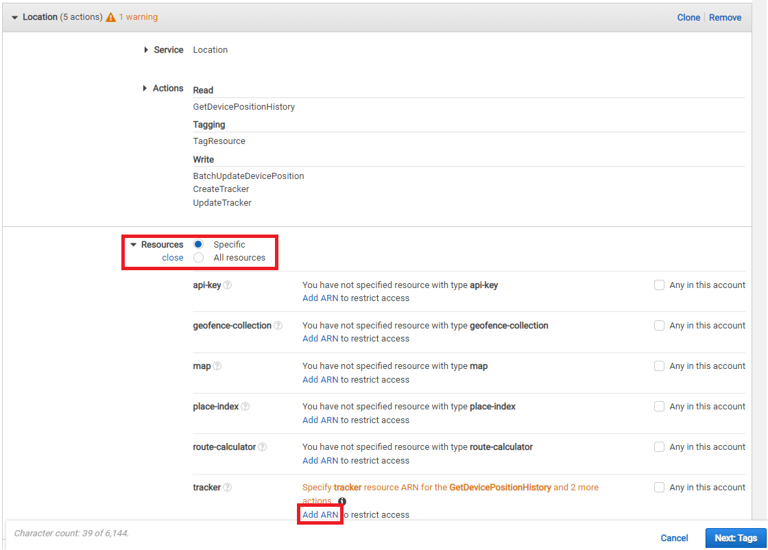Resource ARN configuration