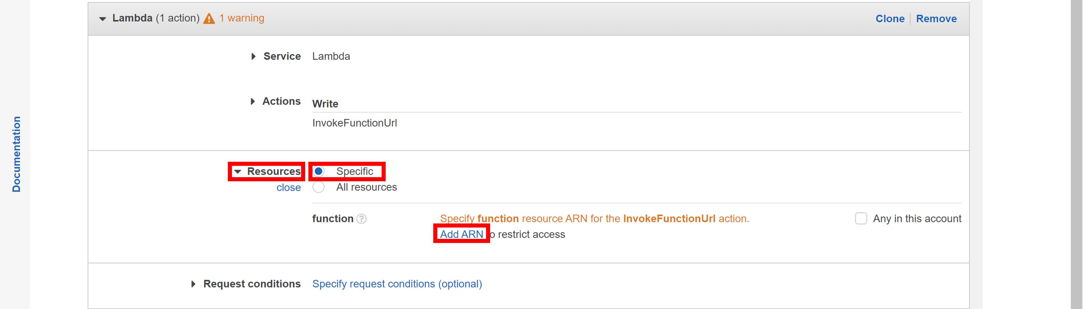 Resources Specific Option