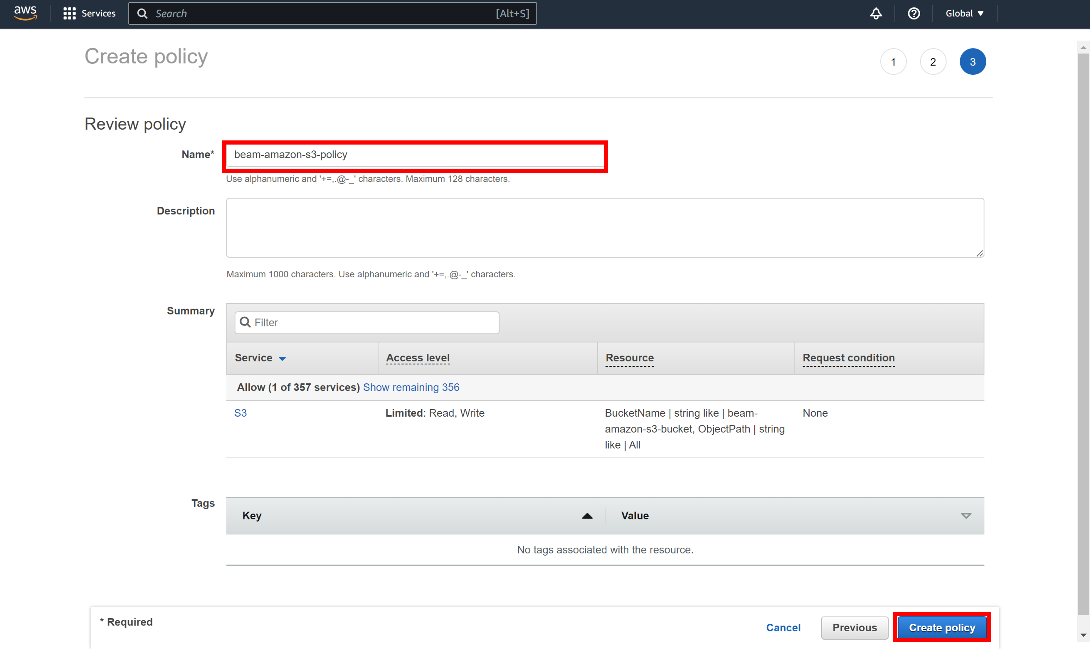 Policy Name Configuration