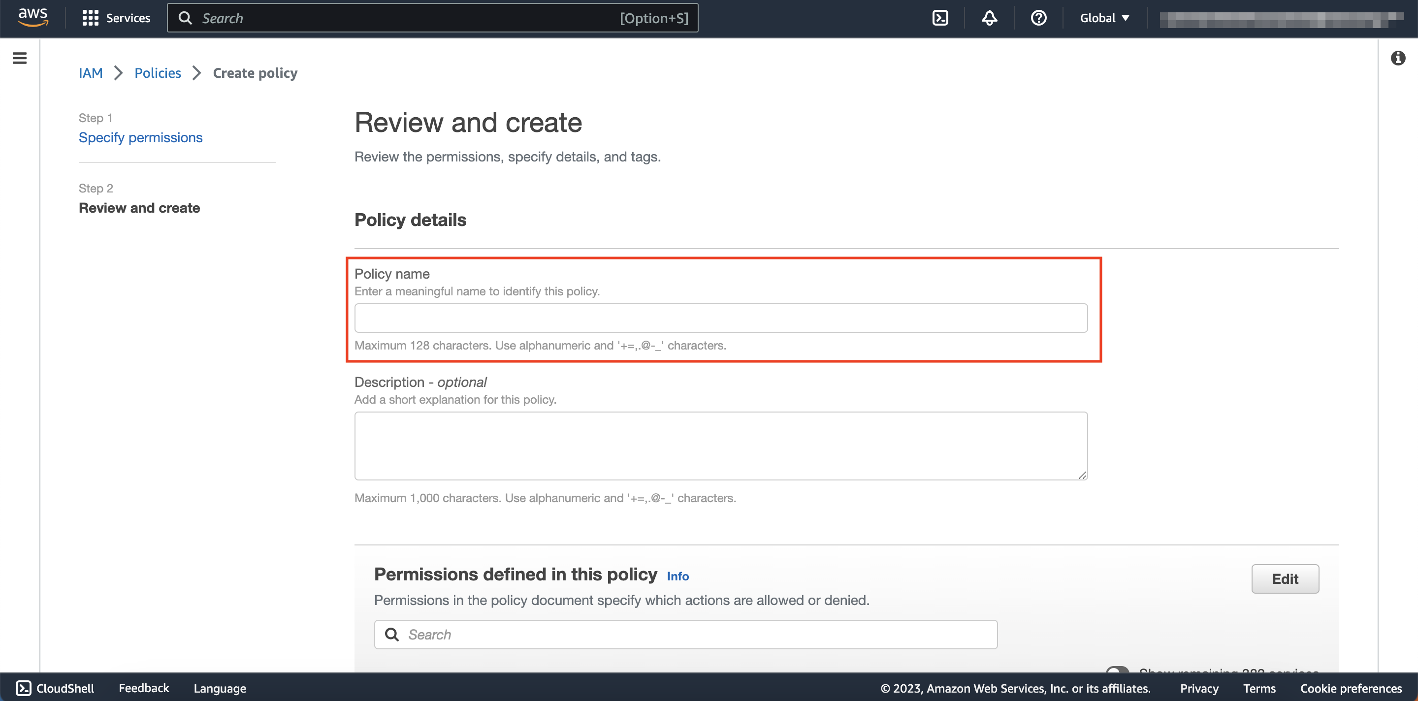 Policy Name Configuration