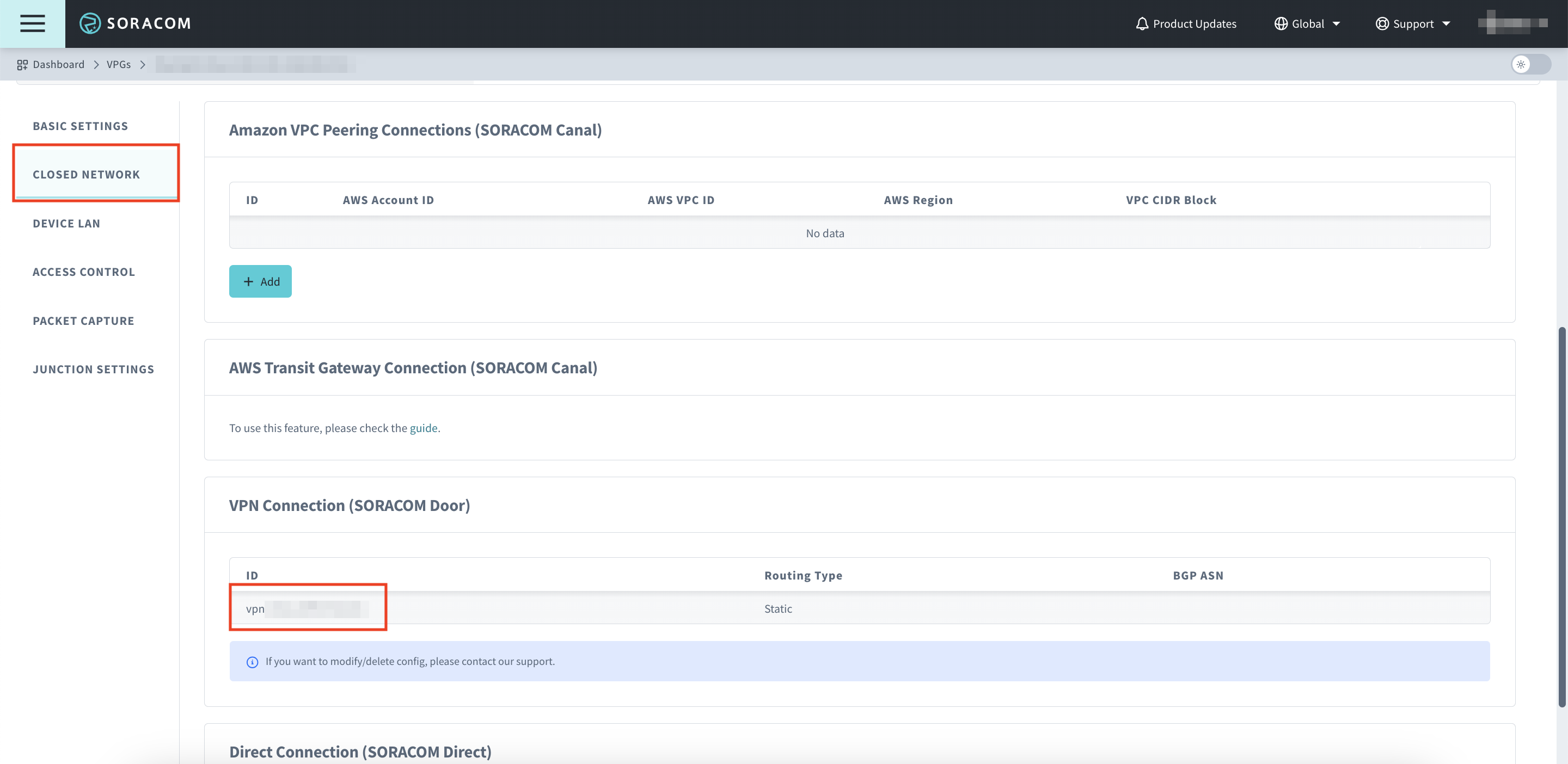 VPN ID for Door Connection