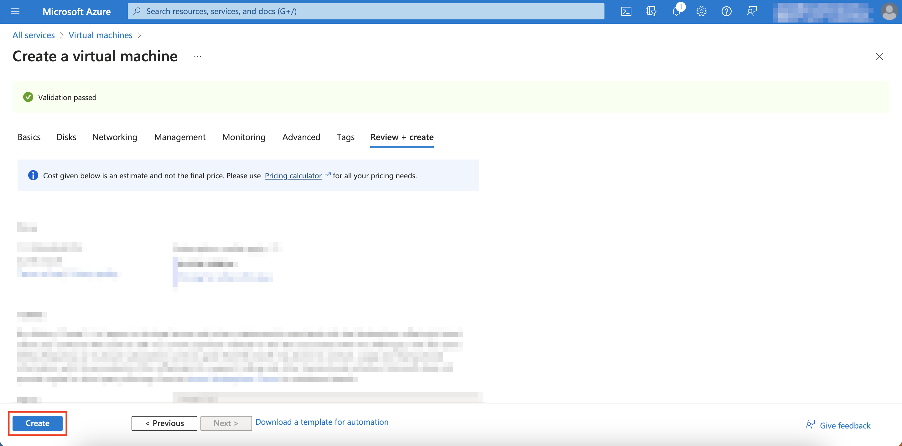 Create Virtual Machine Final Review