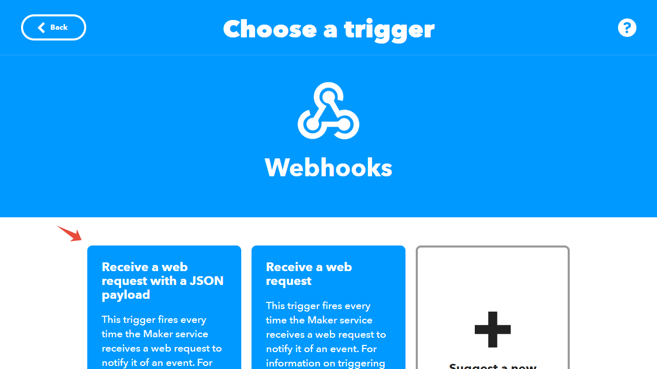 Select Webhook trigger