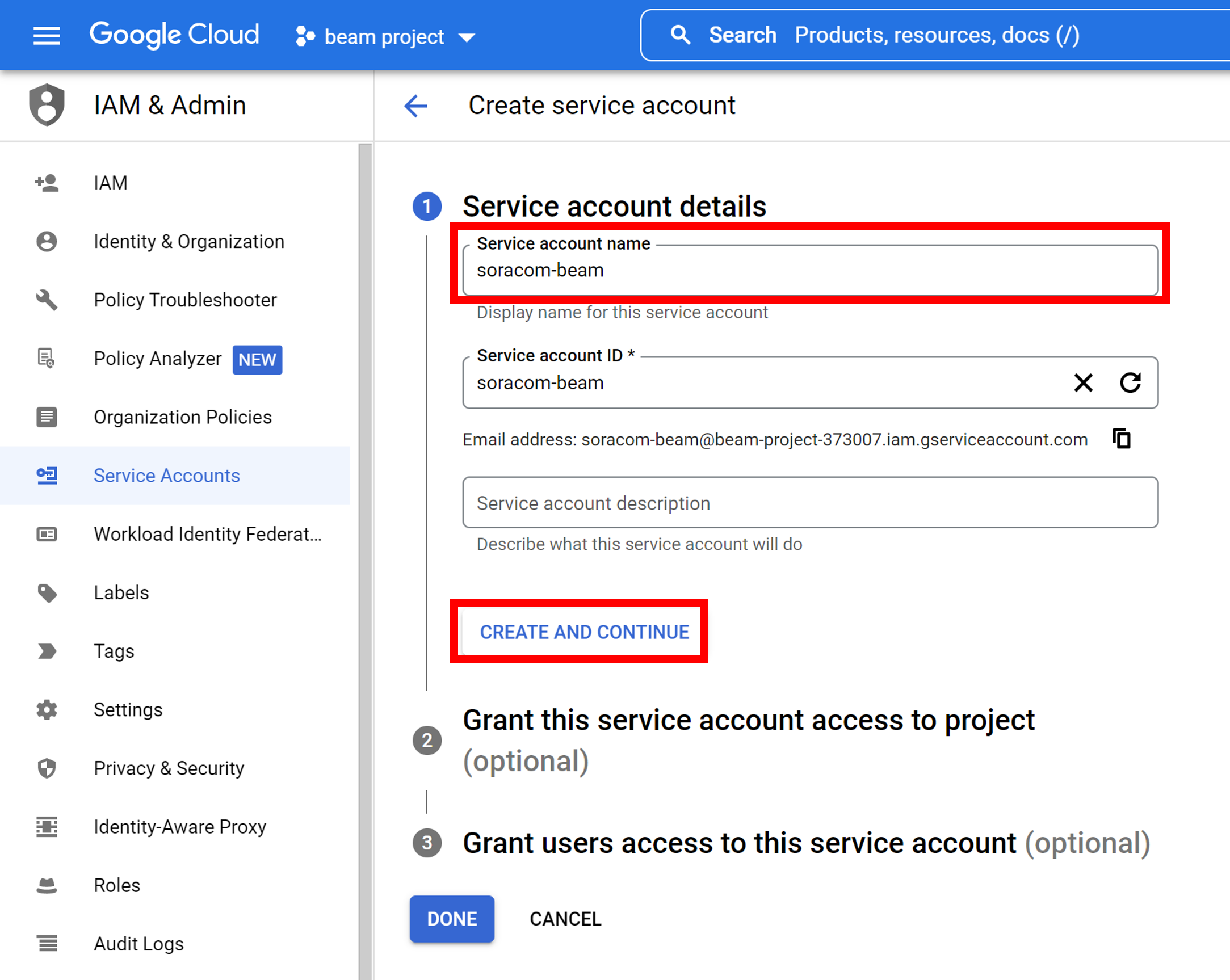 Service Account Name Configuration