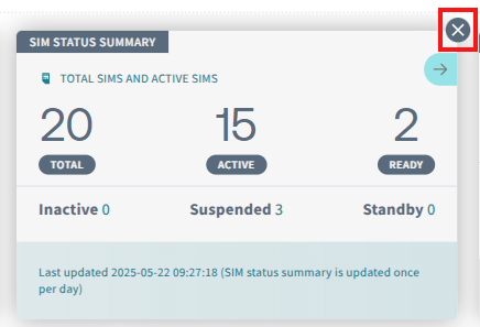 Screenshot of a panel highlighting the X button
