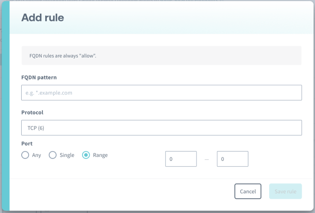 Adding a Domain rule (action: always Allow)